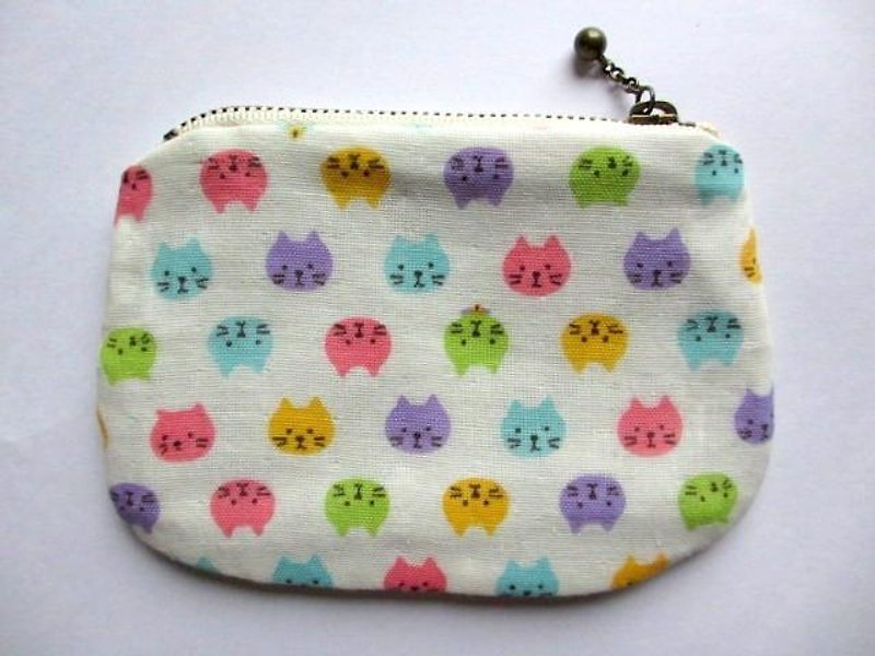 Double gauze mini pouch * colorful cat - กระเป๋าเครื่องสำอาง - ผ้าฝ้าย/ผ้าลินิน 