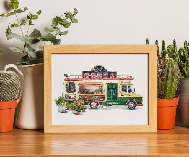 American Food Truck popular Poster • Food Cart • Breakfast shop • Giclée Print • Home Décor •Wall Art