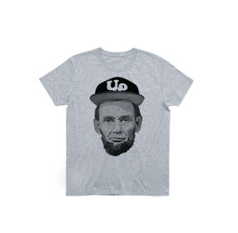 Abraham Lincoln Outdoor (4.0oz T-shirt gray) - เสื้อยืดผู้ชาย - เส้นใยสังเคราะห์ สีเทา