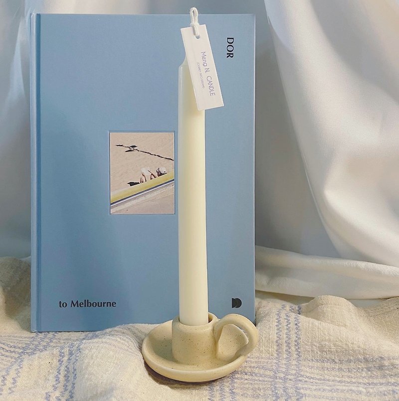 Meng N. Candle peripherals | Oatmeal ceramic candle holder combination - เทียน/เชิงเทียน - ขี้ผึ้ง 