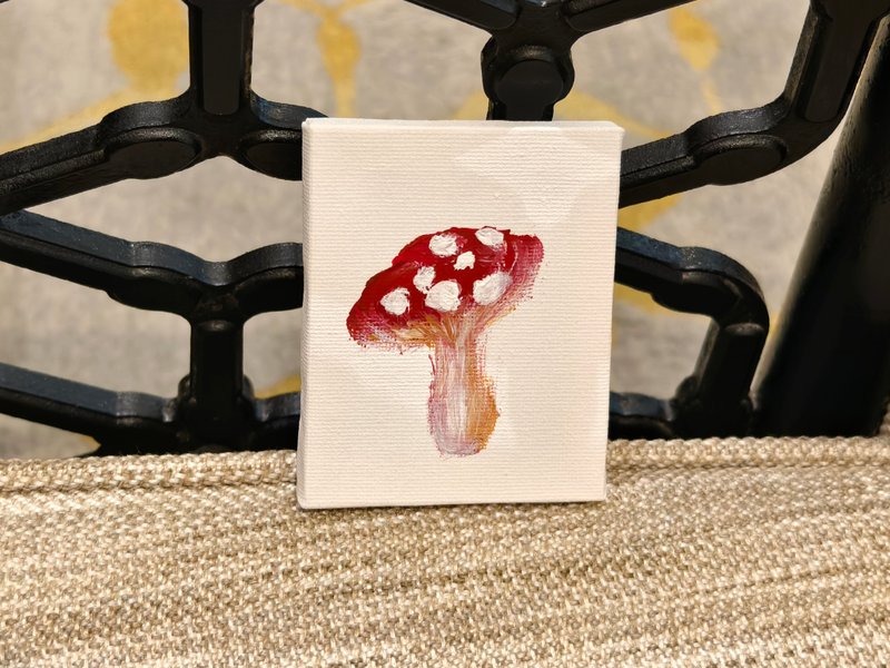 蘑菇/迷你掛畫/無框畫/壓克力水彩畫/療癒畫/裝飾畫 - 海報/掛畫/掛布 - 棉．麻 