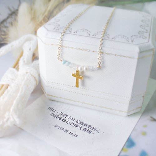 Giftest Jewelry 禮悟 Giftest X Hibbii聯名款 18K鍍金/勇敢 基督教禮物十字架項鍊N56