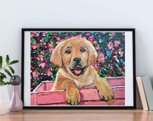 ５５％以上節約 油絵 薪ストーブの隣にいる犬 絵画/タペストリ