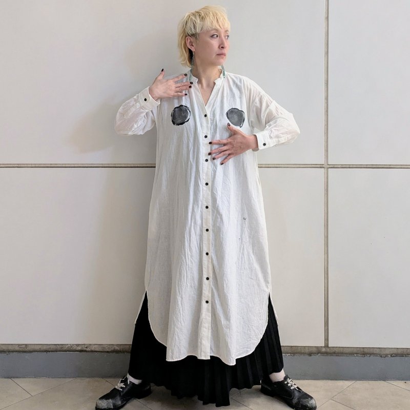 【drip】spray-painted longshirts - 女襯衫 - 棉．麻 