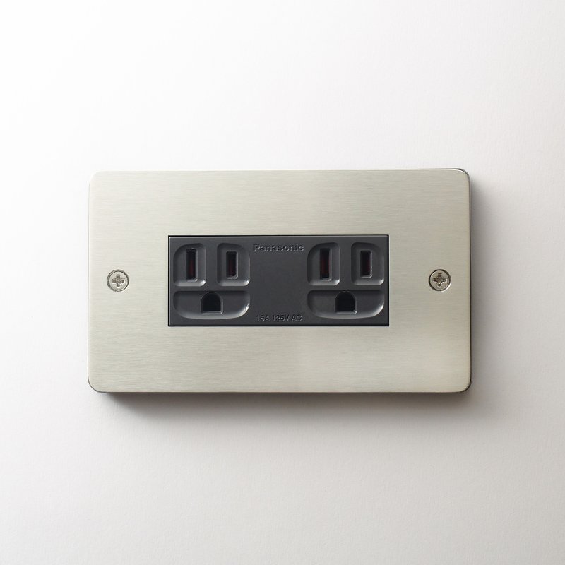 Standard switch panel hairline Silver with Panasonic international brand 5.5mm circuit double socket set - Lighting - Stainless Steel 