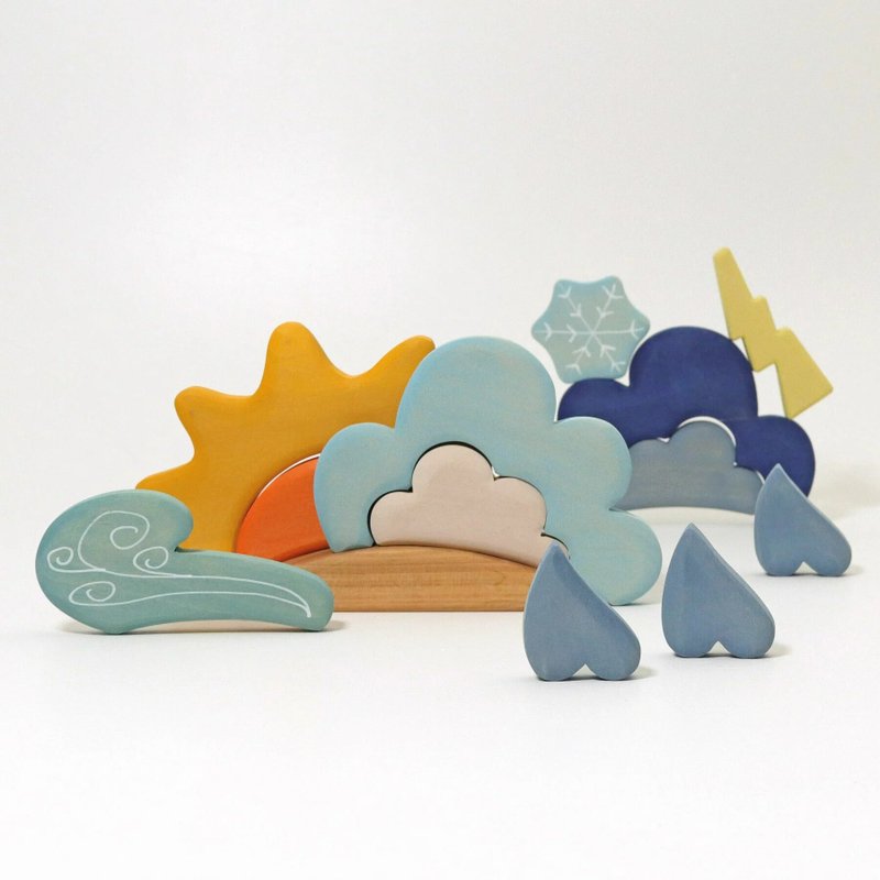 Grimm's - Weather Blocks Set - ของเล่นเด็ก - ไม้ หลากหลายสี