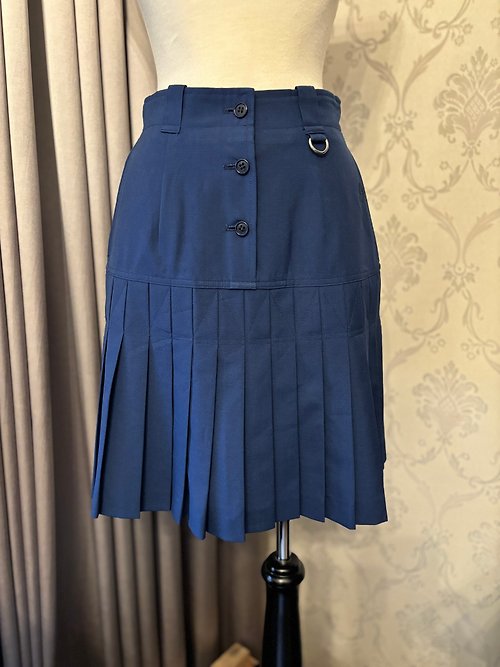 【藏私‧Collection】 Christian Dior海軍藍毛料百摺裙