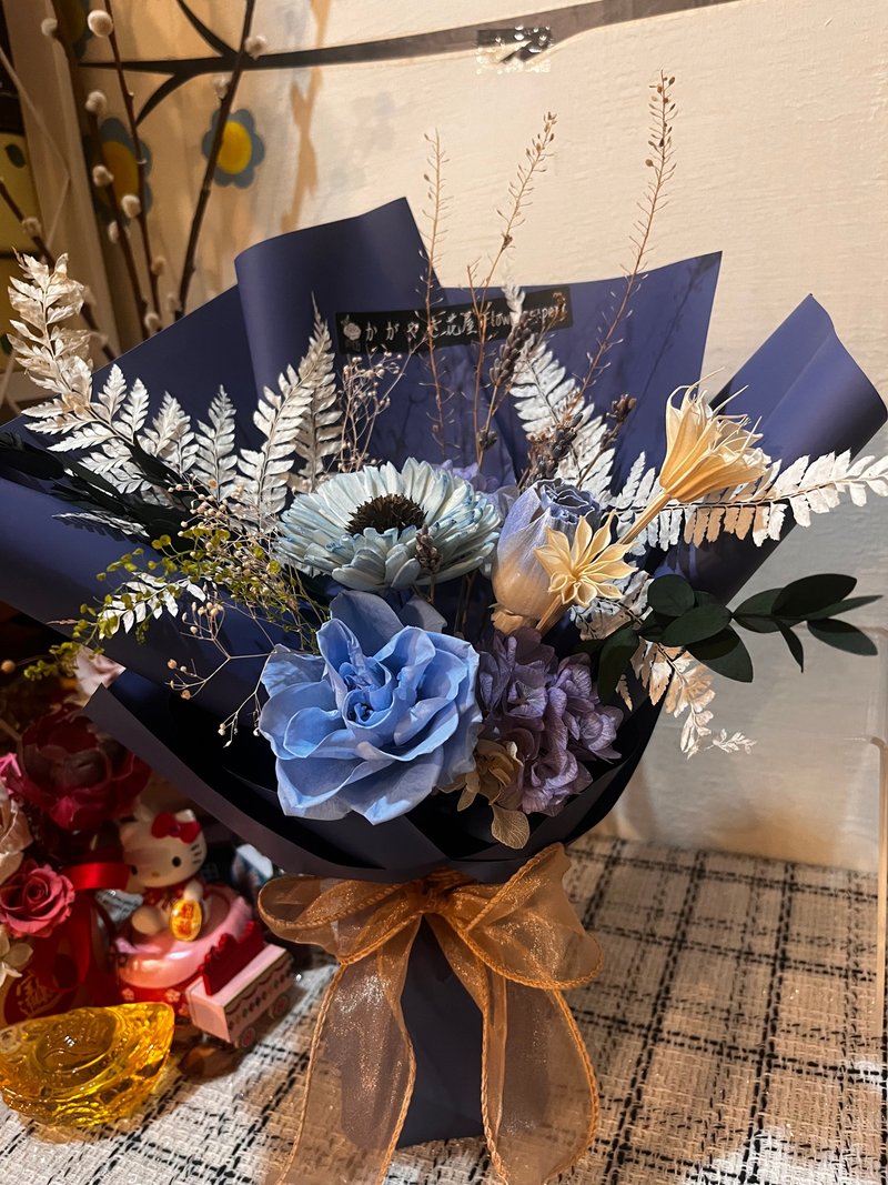 情人節花束/畢業花束/母親節花束 - 乾燥花/永生花 - 植物．花 藍色