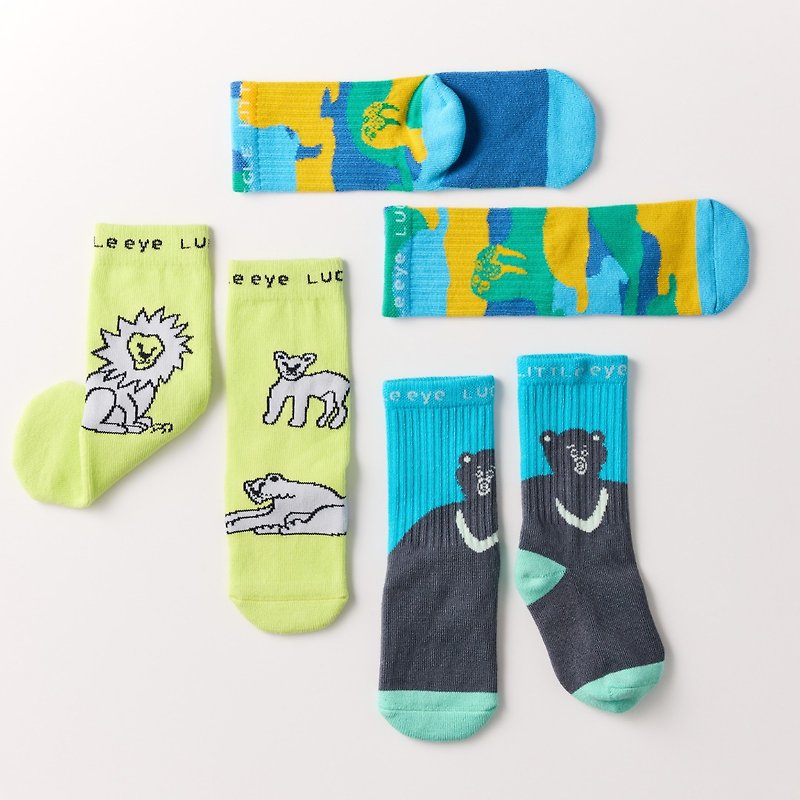 Animal Series Pure Cotton Children's Socks Set of Three∣High Quality Combed Cotton∣Original Socks∣Made in Taiwan - Socks - Cotton & Hemp 