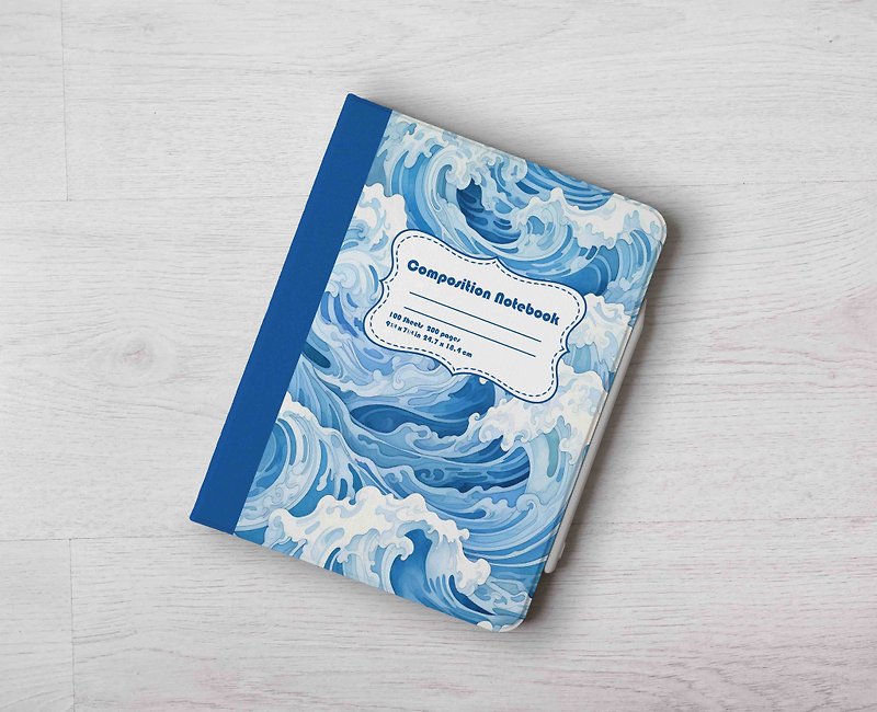 Watercolor Wave Seawave iPad case cover with stand for iPad mini 6 10.5 Air 5 - เคสแท็บเล็ต - พลาสติก สีน้ำเงิน
