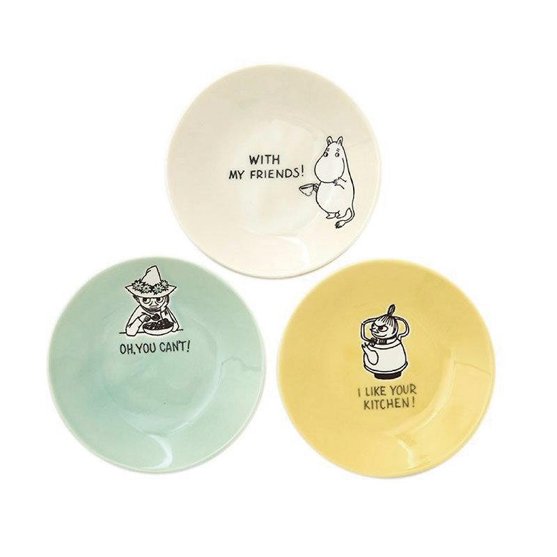 【MOOMIN x YAMAKA】13.5cm three-piece plate set - Plates & Trays - Pottery 