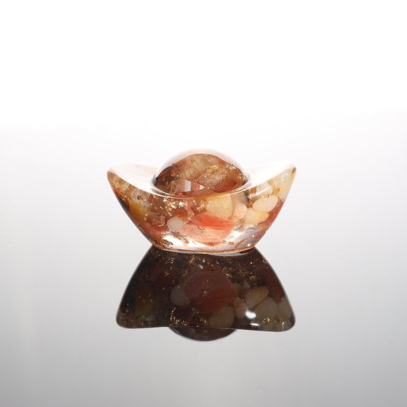 [Valentine&#39;s Day Gift Box] Lucky Gold Ingot Decoration Red Agate Model - Lucky Crystal Cornucopia