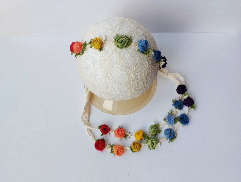 Rainbow halo headband newborn, headband newborn photography props, rainbow baby - 嬰兒帽子/髮帶 - 其他材質 多色