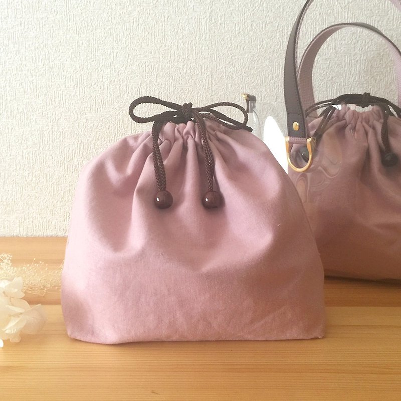 Drawstring Bag linen - smoky pink - for Clear Tote Bag