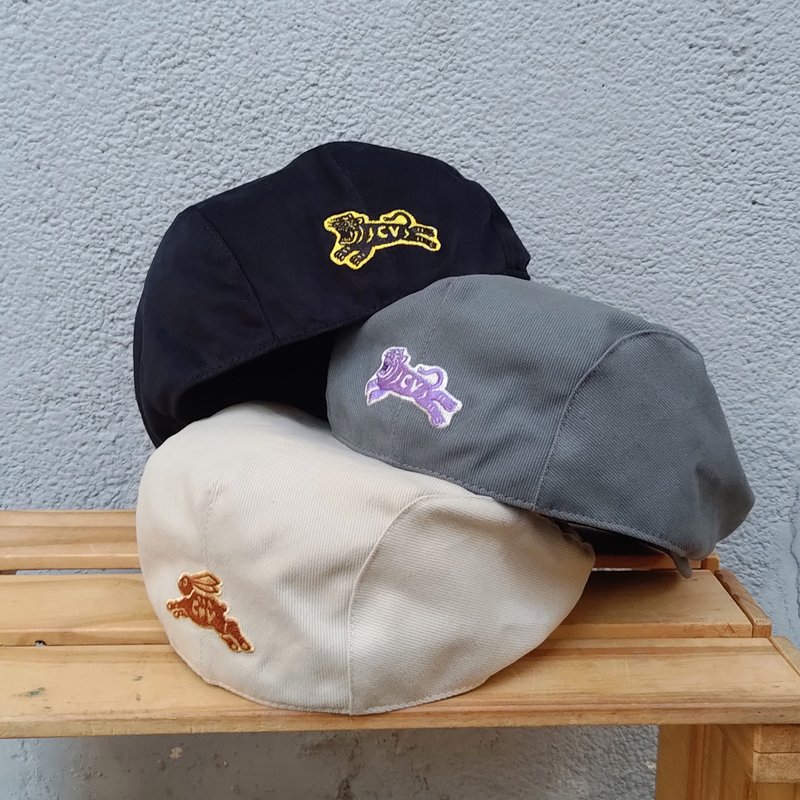 Handmade flatcap Ivycap peakedcap tiger - หมวก - เส้นใยสังเคราะห์ สีดำ