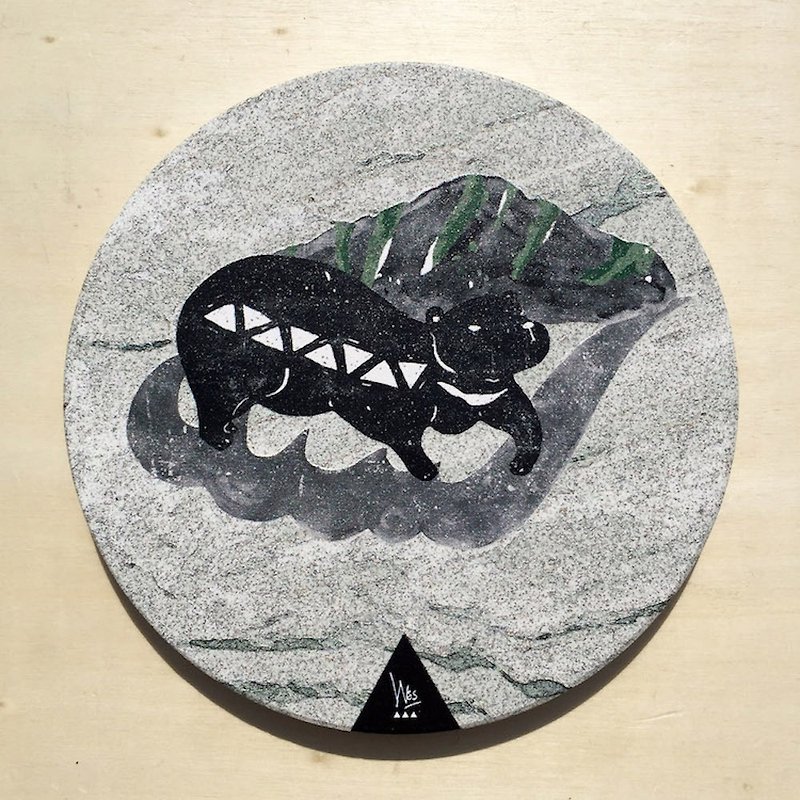 [Forest Animal Series] Yushan-Taiwan Black Bear Ceramic Water Coaster - Coasters - Pottery Red