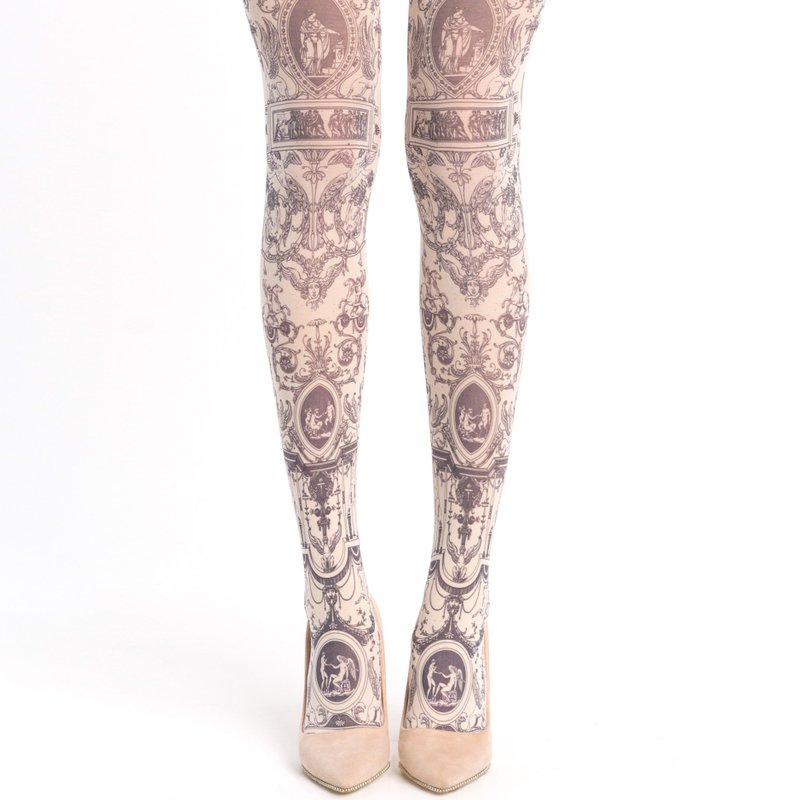 Lolita tights, S-2XL size sweet tea party outfit accessory, ivory-grey - 內搭褲/緊身褲 - 尼龍 白色