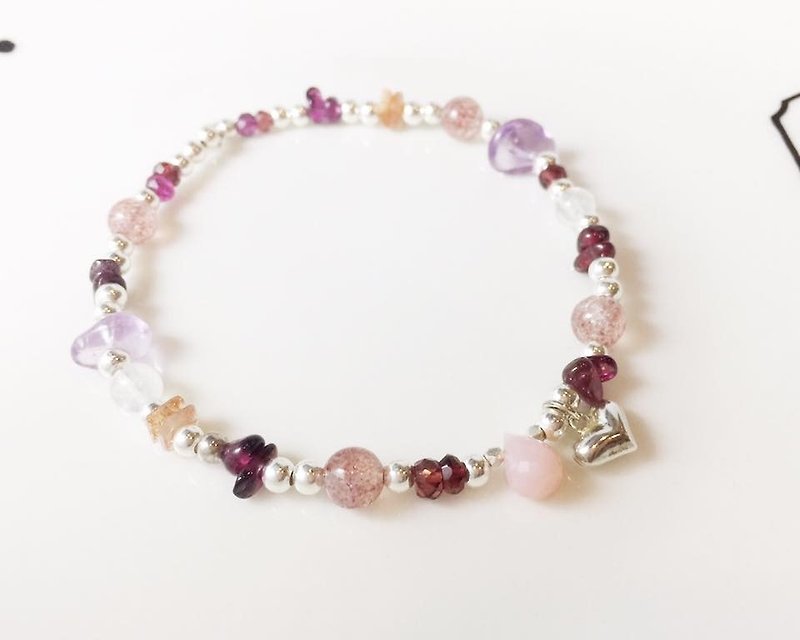MH Sterling silver natural stone custom series _ rose name (limited edition: 1) - Bracelets - Gemstone Pink