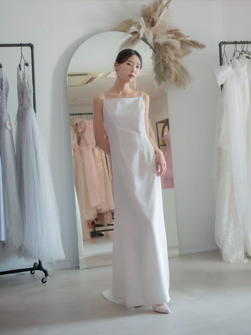 Slip long backless dress - Evening Dresses & Gowns - Polyester White