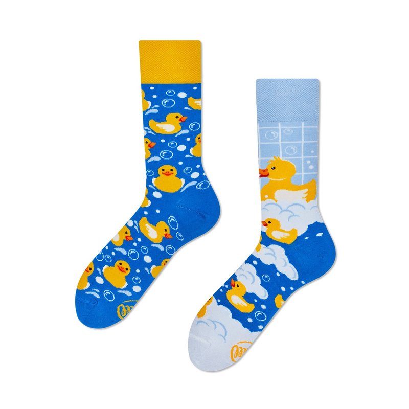 Bath Ducks Mismatched Adult Crew Sock - Socks - Cotton & Hemp Blue