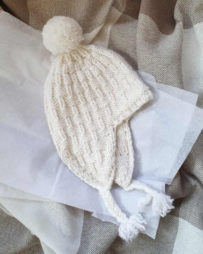 Chunky Knit Ear Flap Hat With Pompon Onesize Hat With A Cords Digital