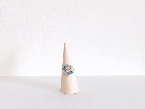 Atelier_Sannin 糖霜餅乾系列-甜甜花饗 手工耳環 手繪 可調式戒指