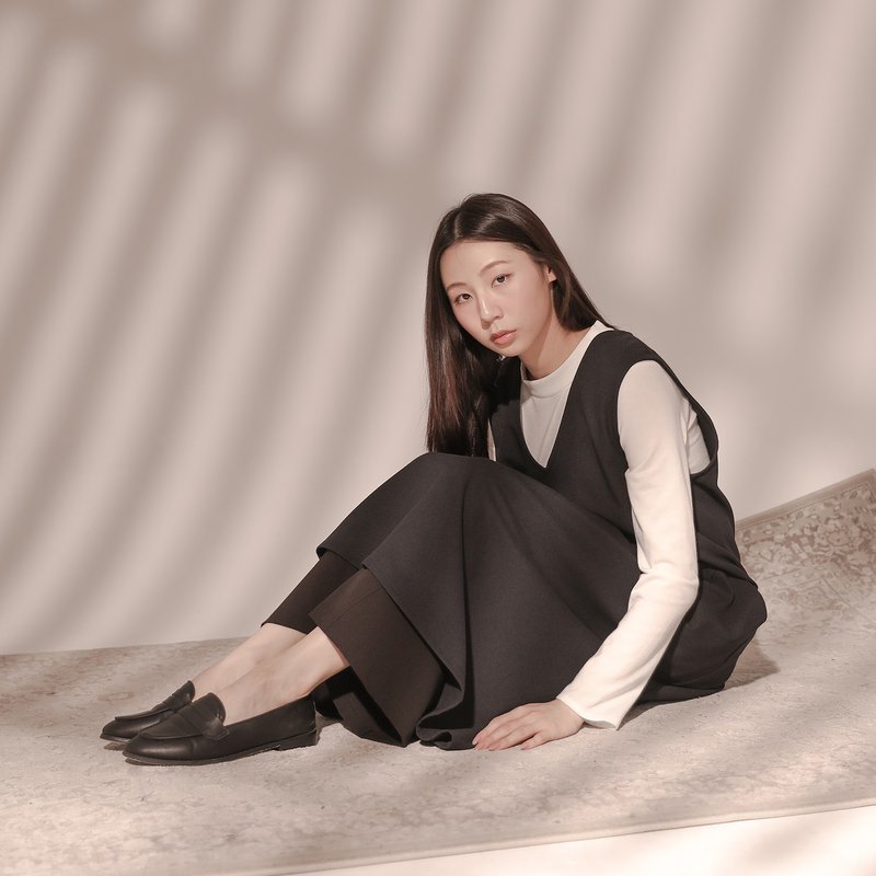 Dayrest_余暇剪接背心洋裝_25AF10_藏青 - 洋裝/連身裙 - 聚酯纖維 黑色