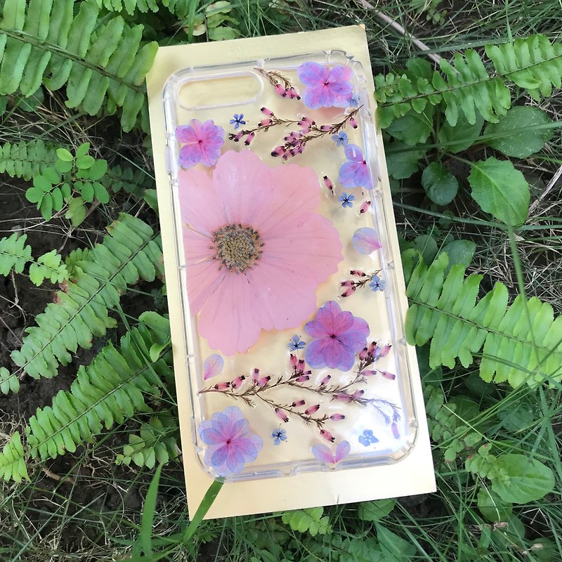 本物の花の花の携帯電話のシェルガーベラダブルフラワーアジサイはカスタマイズすることができます - スマホケース - 寄せ植え・花 ピンク