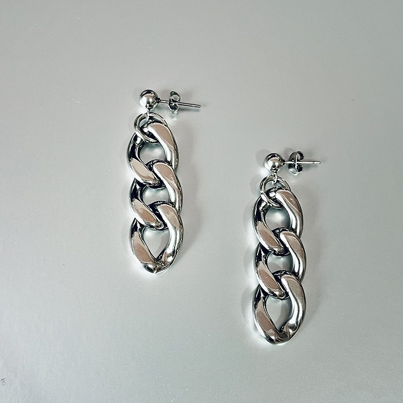Heavyweight 316L titanium steel ring chain long dangling earrings fashion design exclusive gift box set