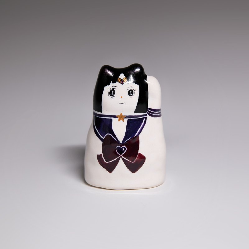 街頭開運招財貓-美少女土子 - 擺飾/家飾品 - 陶 白色