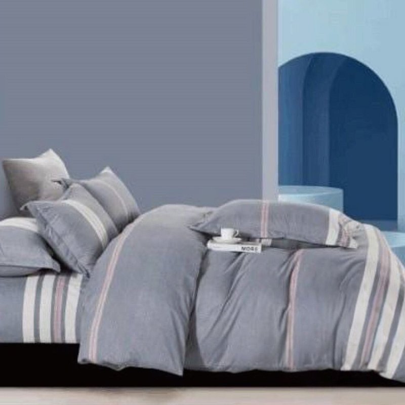 Serene Blue Hue: Taiwanese-Made Soft Cotton Fitted Sheet and Duvet Cover Set - Single/Double/Queen - เครื่องนอน - วัสดุอื่นๆ 