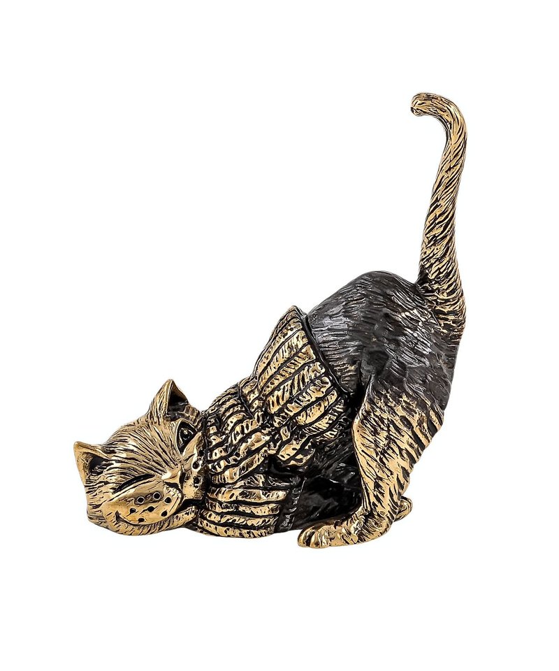 Cat - miniature statue of brass, metal figurine - 擺飾/家飾品 - 銅/黃銅 