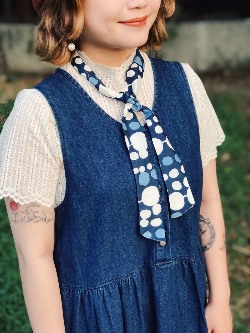 5way Floral Scarf-Blue Grass Room - Bow Ties & Ascots - Cotton & Hemp Blue