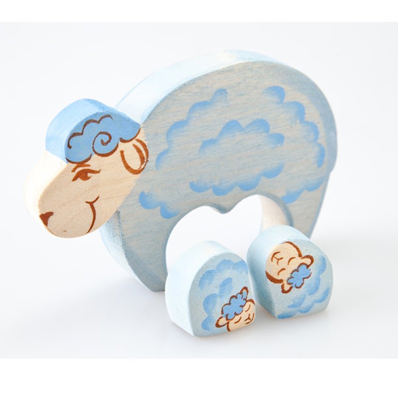 Russian Building Blocks - Chunmu Fairy Tale - Family Series: Sheep Family - ของเล่นเด็ก - ไม้ สีน้ำเงิน