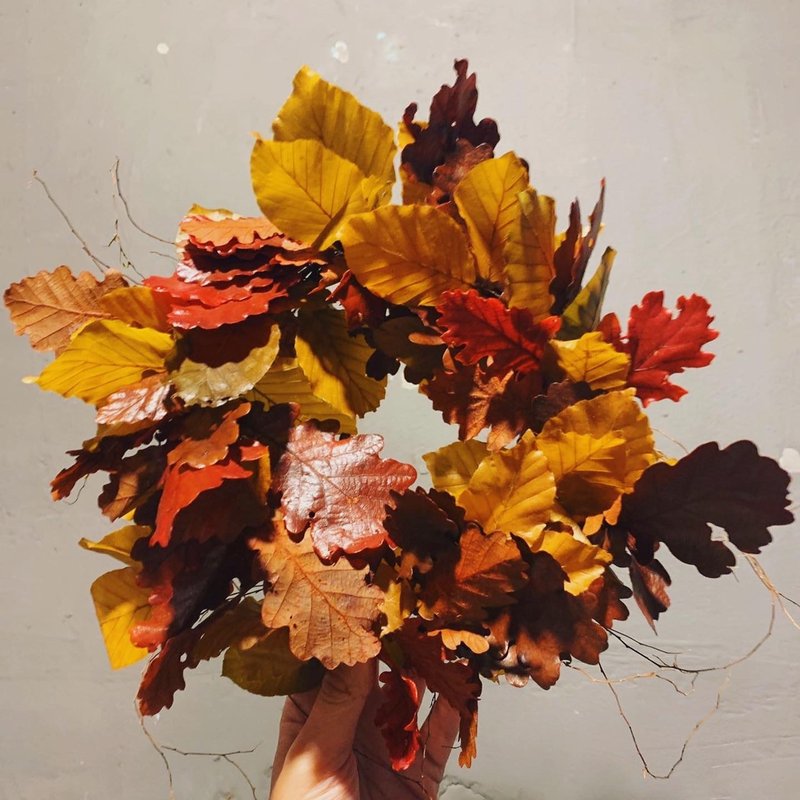 永生花圈 紅葉色系 - 乾燥花/永生花 - 植物．花 紅色