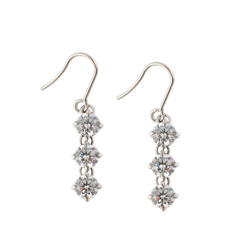 Sparkling Corss titanium earring - Earrings & Clip-ons - Other Metals White