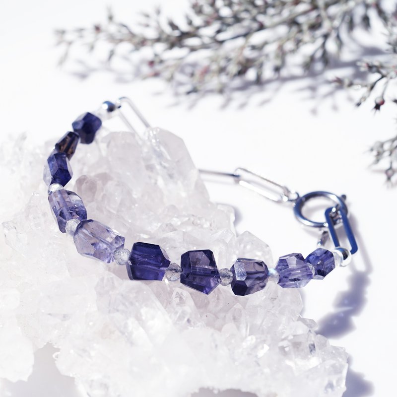 Iolite Surgical Stainless Steel Bracelet (Shaded Shadow) - Bracelets - Gemstone Purple