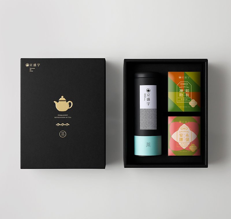 Jing Sheng Yu Golden Ink Gift Box(Si Ji Chun 100g/Ten tea bag flavors) - ชา - อาหารสด สีดำ