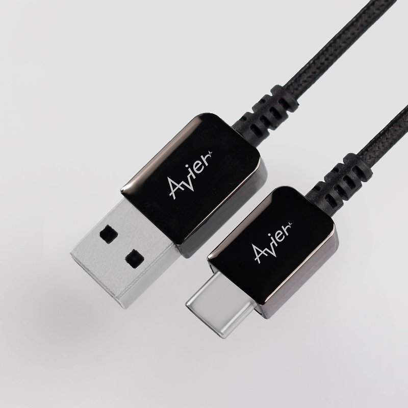 Avier CLASSIC USB C to A braided high-speed charging cable (black) / three sizes - Phone Charger Accessories - Other Materials 