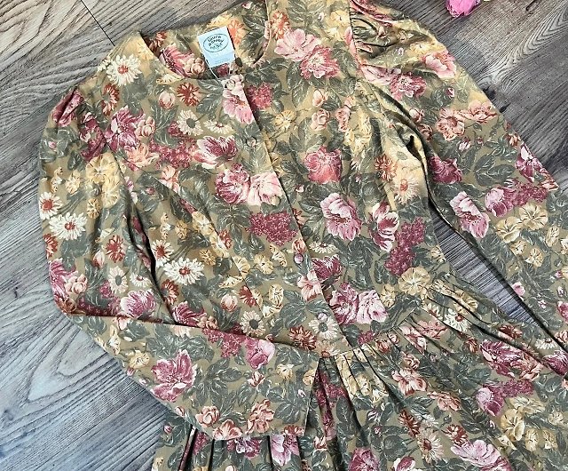 Laura Ashley 80s Vintage Large Floral Long Sleeve Dress - Shop ...