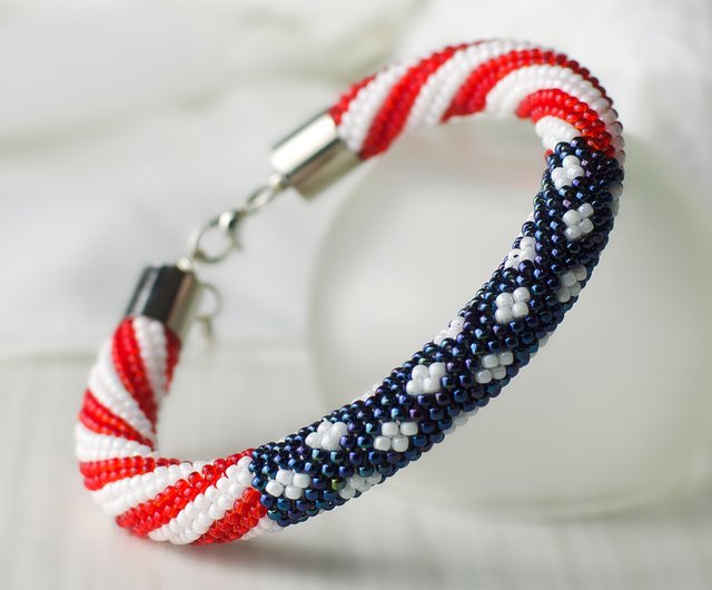 DIY jewelry kit, 4 of july bead crochet bracelet, Flag bracelet diy, Kit to  make - Shop BeadCrochetKit Knitting, Embroidery, Felted Wool & Sewing -  Pinkoi