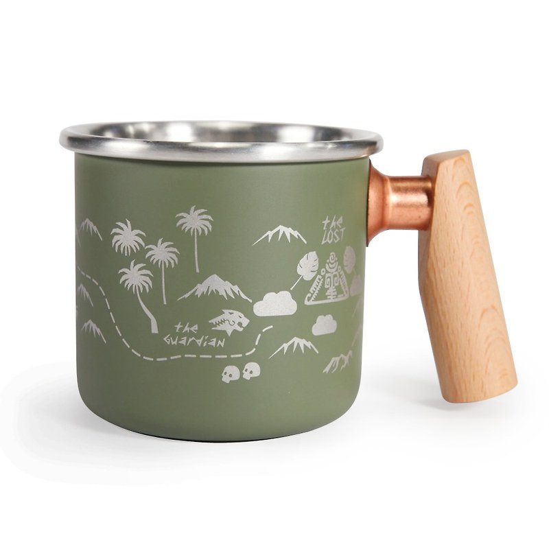 Wooden handle stainless mug 400ml (Jungle Adventure)
