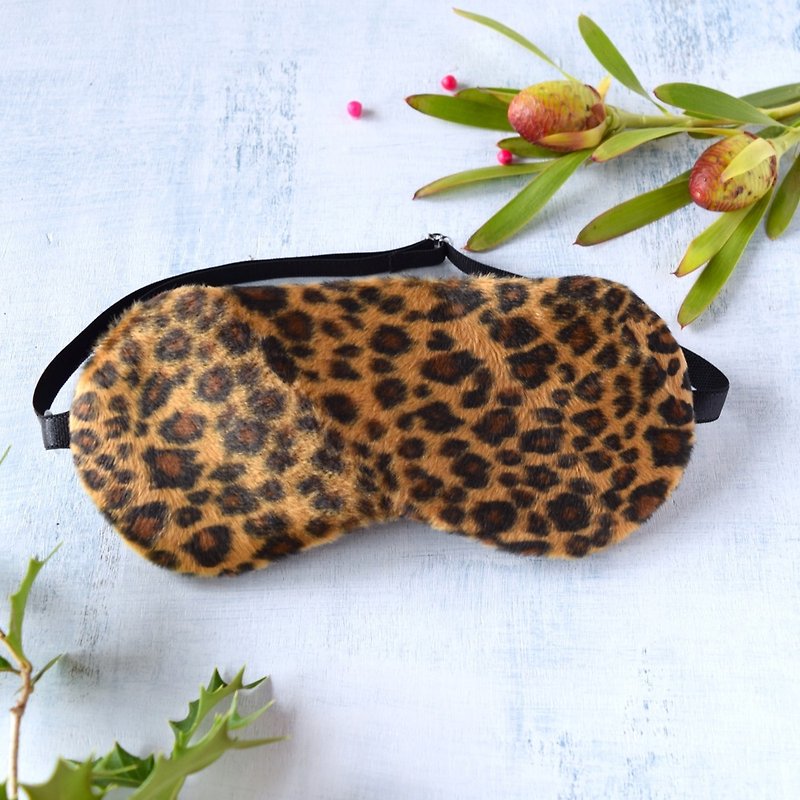 日本眼罩/Shiny Leopard/睡眠 - 眼罩 - 棉．麻 咖啡色