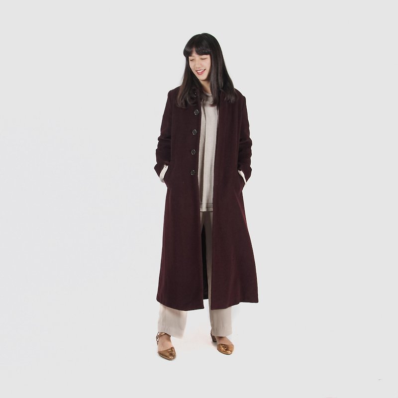 [Egg plant ancient] warm jujube sweet soup wool vintage coat - Women's Casual & Functional Jackets - Wool 