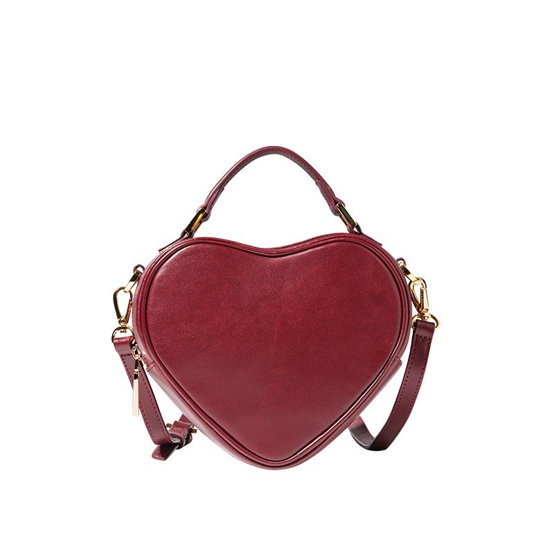 Cupid love the texture of leather hand shoulder bag - กระเป๋าแมสเซนเจอร์ - หนังแท้ สีแดง