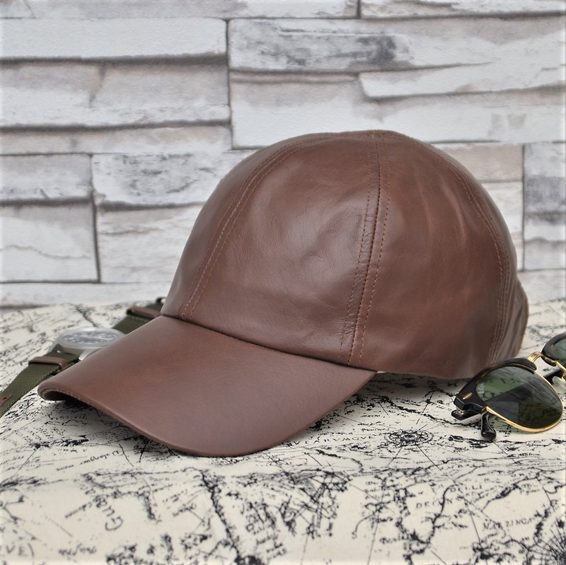Leather Baseball Cap Oil Wax Cow Leather Head Layer Leather Leather Hat Brown Old Hat Valentine&#39;s Day Gift Box