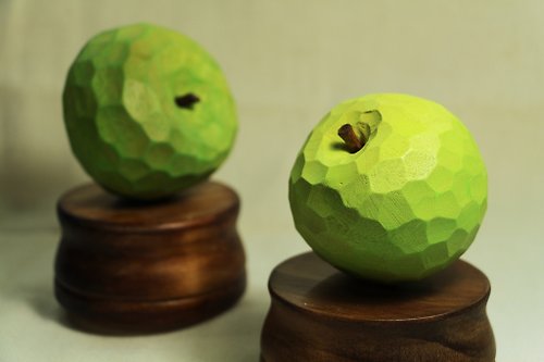 心藝十三生活創藝 木製蘋果音樂盒--鮮嫩青蘋果色--木刻--純手工--手作