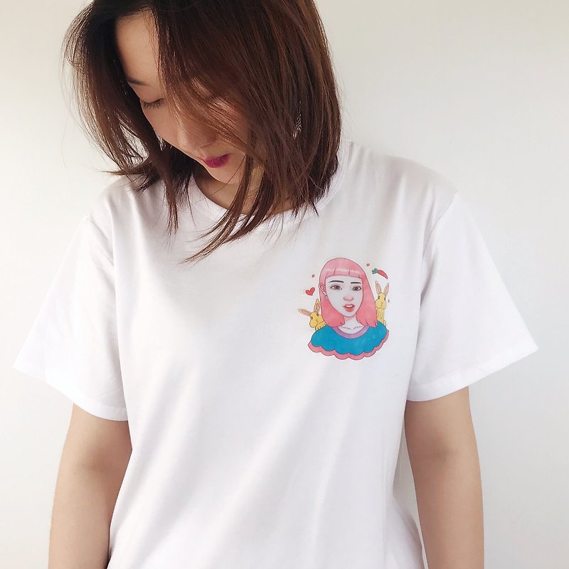 T-shirt customized single portrait/customized/birthday gift/friendship commemorative/couple - Women's T-Shirts - Cotton & Hemp 
