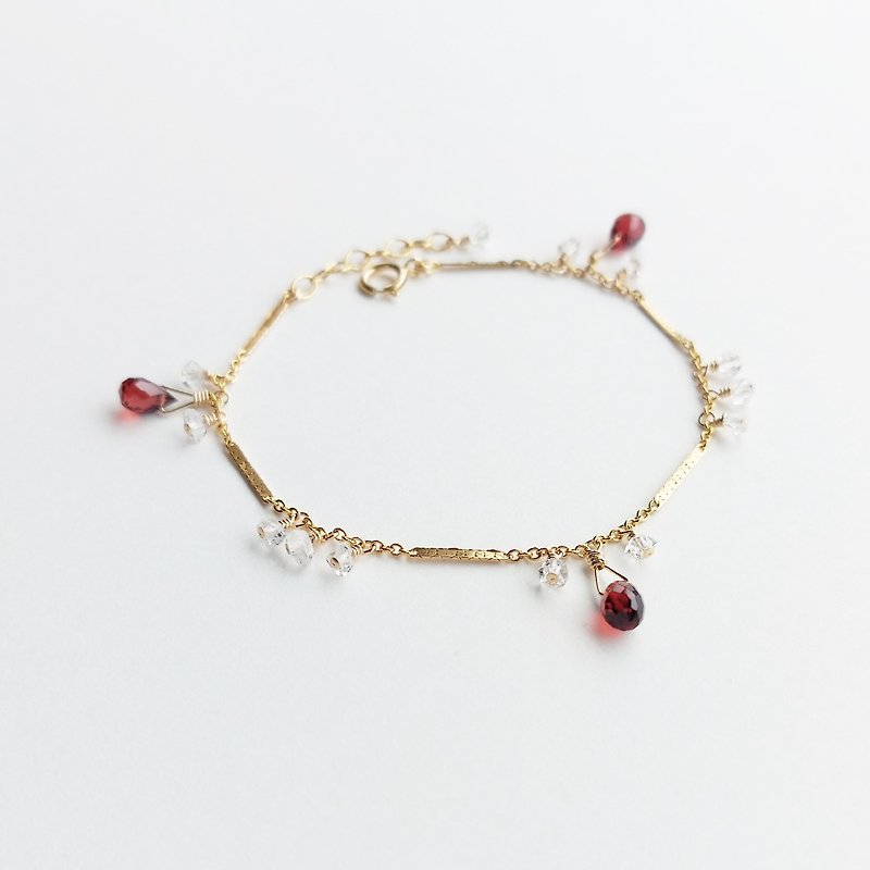 Stone Waterdrop + Herkimon Diamond x 14KG Bracelet - Bracelets - Semi-Precious Stones Red