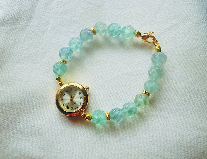 ORLI Jewelry 天然螢石手鍊錶 Bracelet Watch手鍊表 天然石水晶 - 女錶 - 寶石 綠色